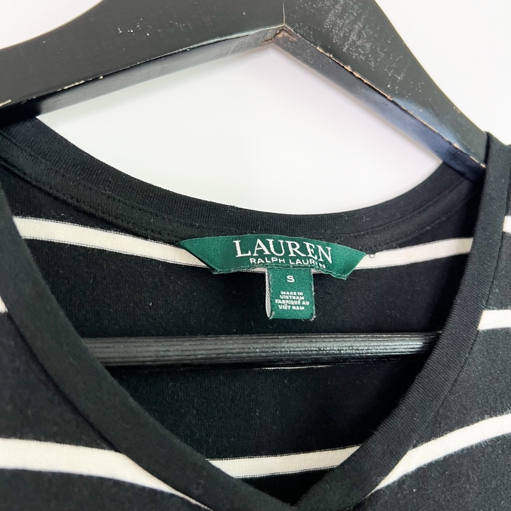 Lauren Ralph Lauren Dress Striped Jersey Maxi Dress Black White - Picture 3 of 6